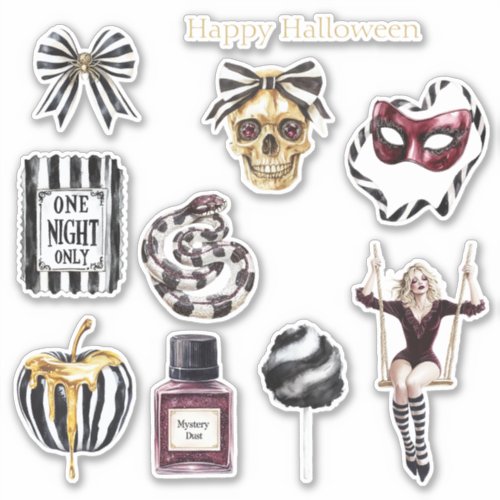 Black White Stripes Gold Drips Apple Sticker