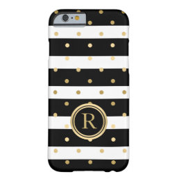 Black &amp; White Stripes Gold-Polka Dots Barely There iPhone 6 Case