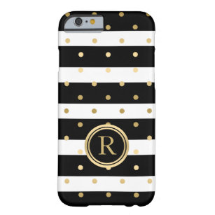 Black & White Stripes Gold-Polka Dots Barely There iPhone 6 Case