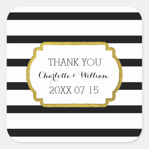 Black White Stripes Gold Wedding Favor Tags