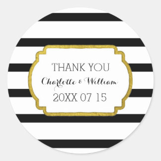 Black White Stripes Gold Wedding Favor Tags