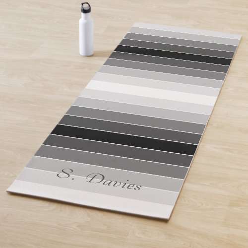 Black  White Stripes Gradient Patterned Template Yoga Mat