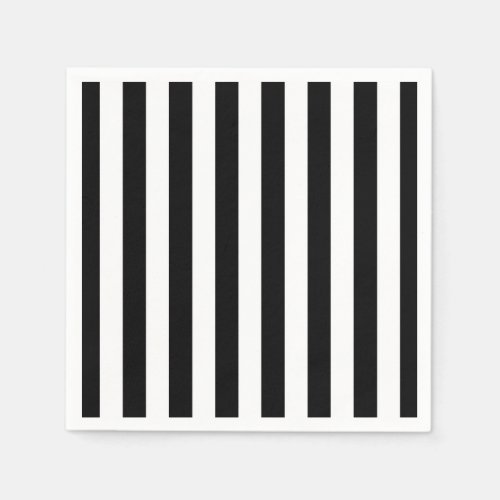 Black  White Stripes Halloween Party Paper Napkins