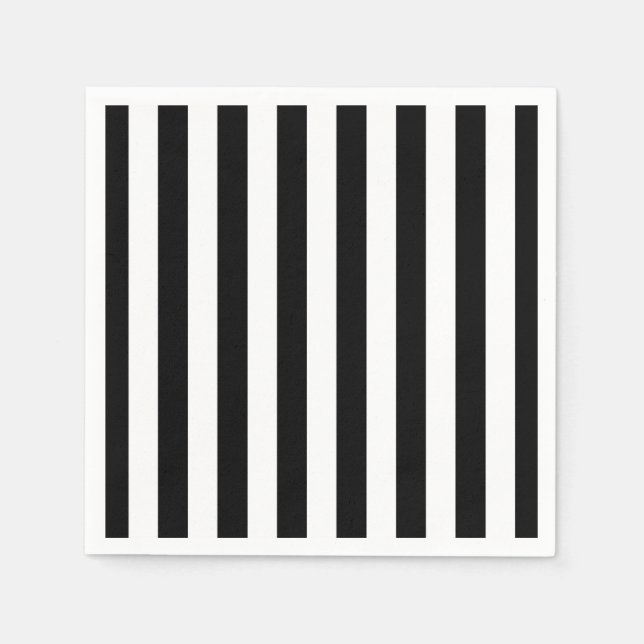 Black & White Stripes Halloween Party Paper Napkins (Front)