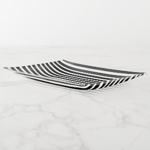 Black & White Stripes - Large Trinket Tray