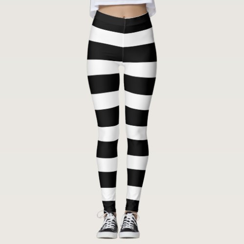 Black  White Stripes Leggings