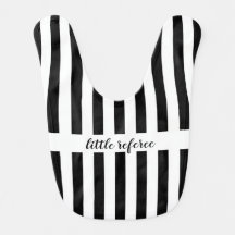 Black & White Stripes Little Referee baby bib