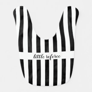 Black & White Stripes Little Referee baby bib