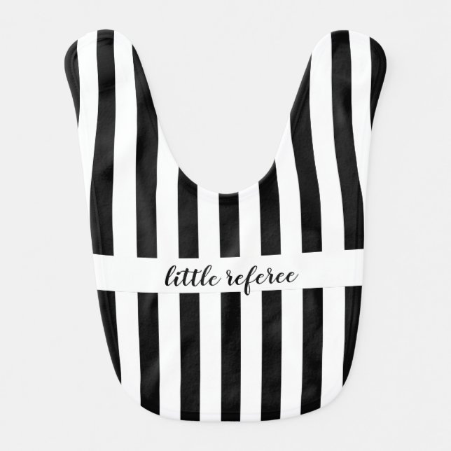 Black & White Stripes Little Referee baby bib (Front)