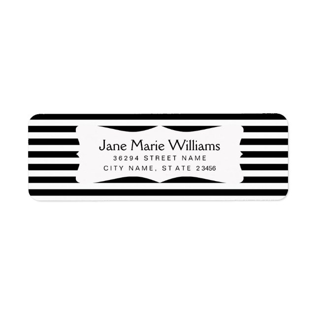 Black White Stripes Modern Chic Label (Front)