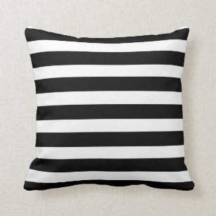 square black and white stripes pillow with cloud and rainbow