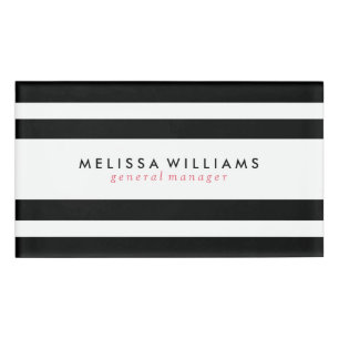 Black & White Stripes Modern Design Name Tag