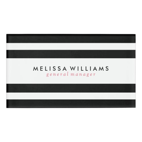 Black  White Stripes Modern Design Name Tag