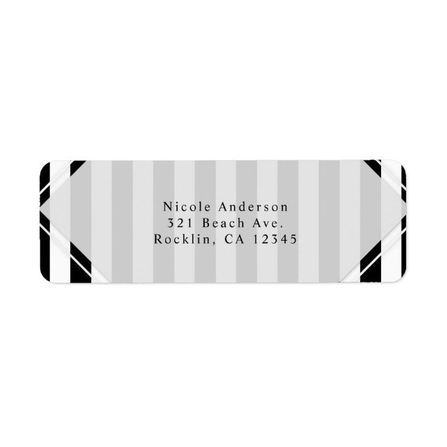 Black & White Stripes Modern Striped Invitation Label (Front)