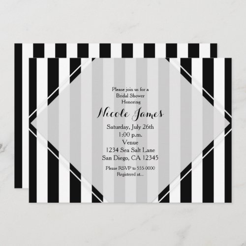 Black  White Stripes Modern Striped Invitations