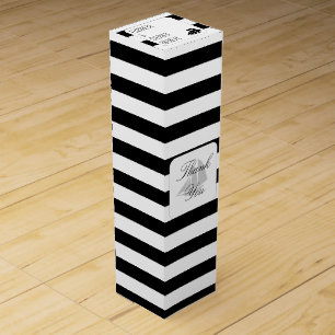 Black White Stripes Nautical Wedding Monogram Wine Box