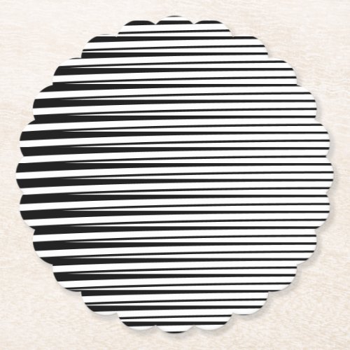 Black White Stripes Ombre Pattern Abstract Stylish Paper Coaster