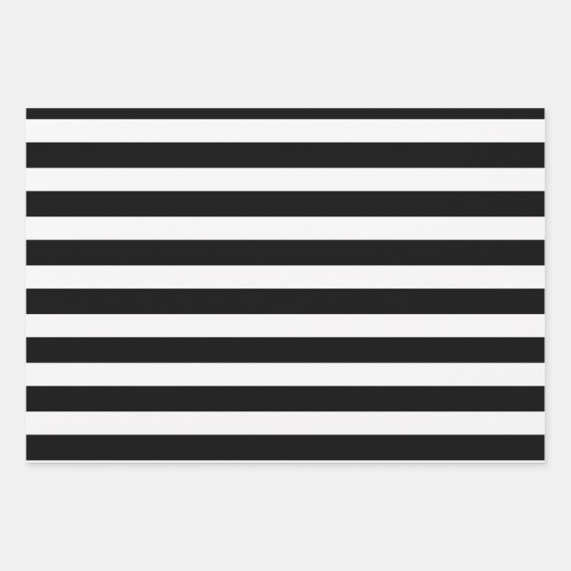 Black & White Stripes Party or Christmas Wrapping Paper Sheets (Front)
