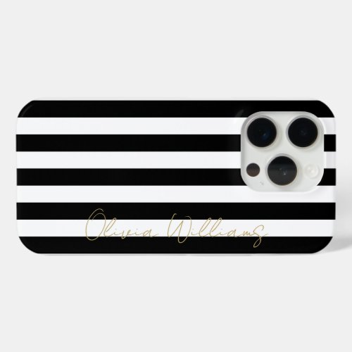 Black White stripes Pattern iPhone 15 Pro Case