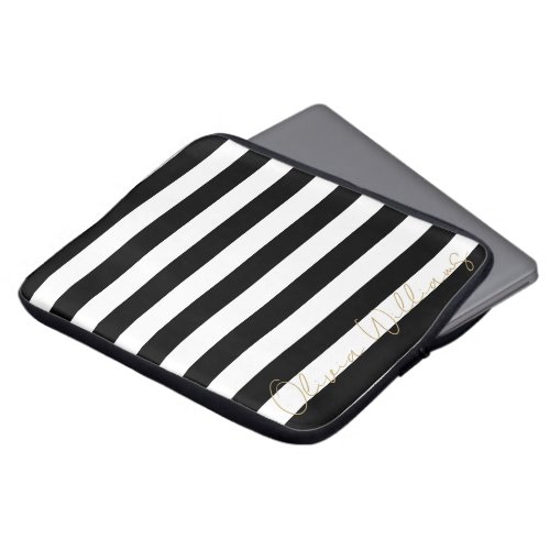 Black White stripes Pattern Laptop Sleeve