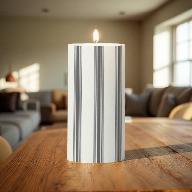 Black & White Stripes Pattern Modern & Elegant  Pillar Candle (Creator Uploaded)