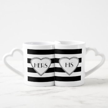 Black | White Stripes Pattern Monogram Coffee Mug Set by TrendyKitchens at Zazzle