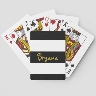 Black & White Stripes Personalized Playing Cards