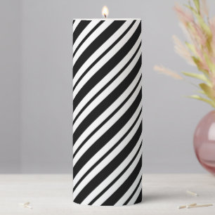 Black & White Stripes Pillar Candle