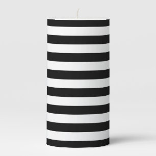 Black & White Stripes Pillar Candle
