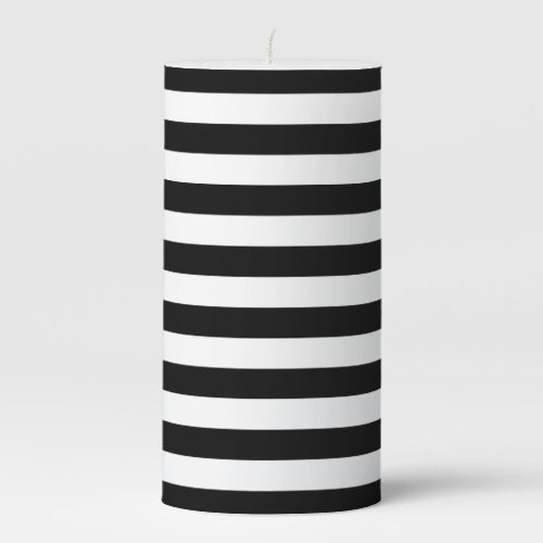 Black  White Stripes Pillar Candle