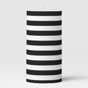 Black & White Stripes Pillar Candle