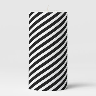 Black & White Stripes Pillar Candle