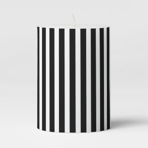 Black & White Stripes Pillar Candle