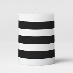 Black & White Stripes Pillar Candle