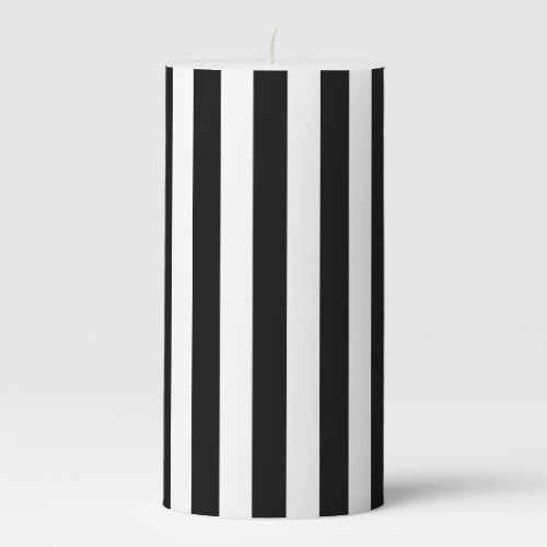 Black  White Stripes Pillar Candle