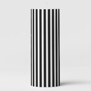 Black & White Stripes Pillar Candle