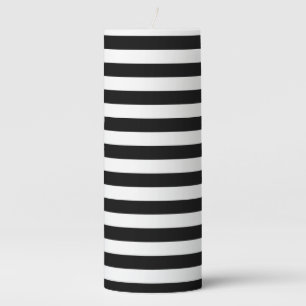 Black & White Stripes Pillar Candle