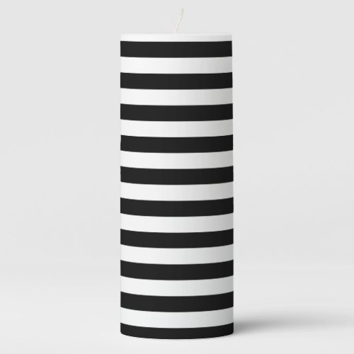 Black  White Stripes Pillar Candle