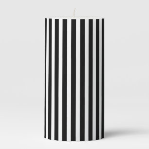 Black & White Stripes Pillar Candle