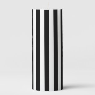 Black & White Stripes Pillar Candle