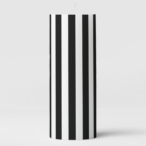 Black  White Stripes Pillar Candle