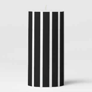 Black & White Stripes Pillar Candle