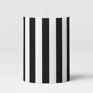 Black & White Stripes Pillar Candle