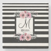 Watercolor Pink Flowers Pattern-69677 Stone Coaster | Zazzle