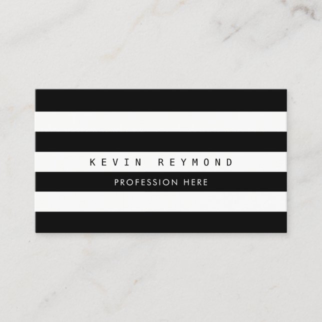 black & white stripes,  professional striped business card (Front)