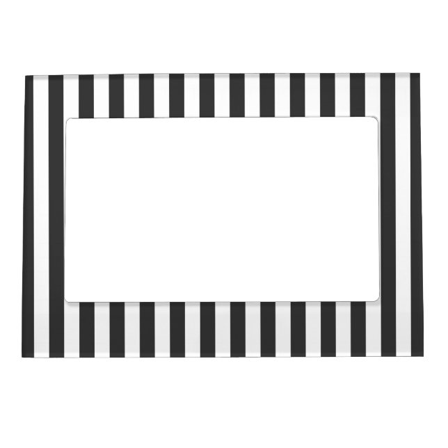 Black & White Stripes Refridgerator Magnet Frame (Front)