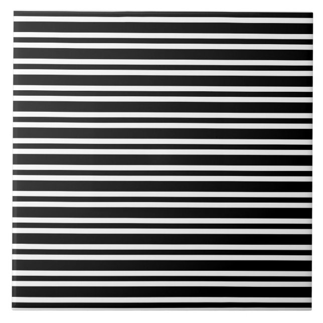 Black White Stripes Seamless Pattern Ceramic Tile (Front)