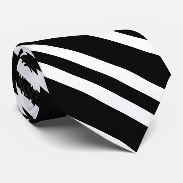 Black White Stripes Seamless Pattern Neck Tie (Rolled)