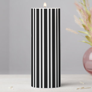 Black White Stripes Seamless Pattern Pillar Candle