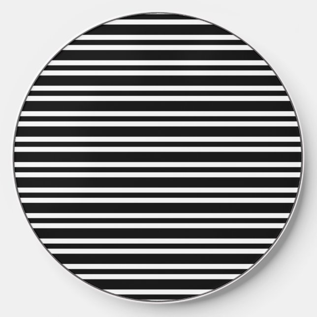 Black White Stripes Seamless Pattern Wireless Charger (Front)
